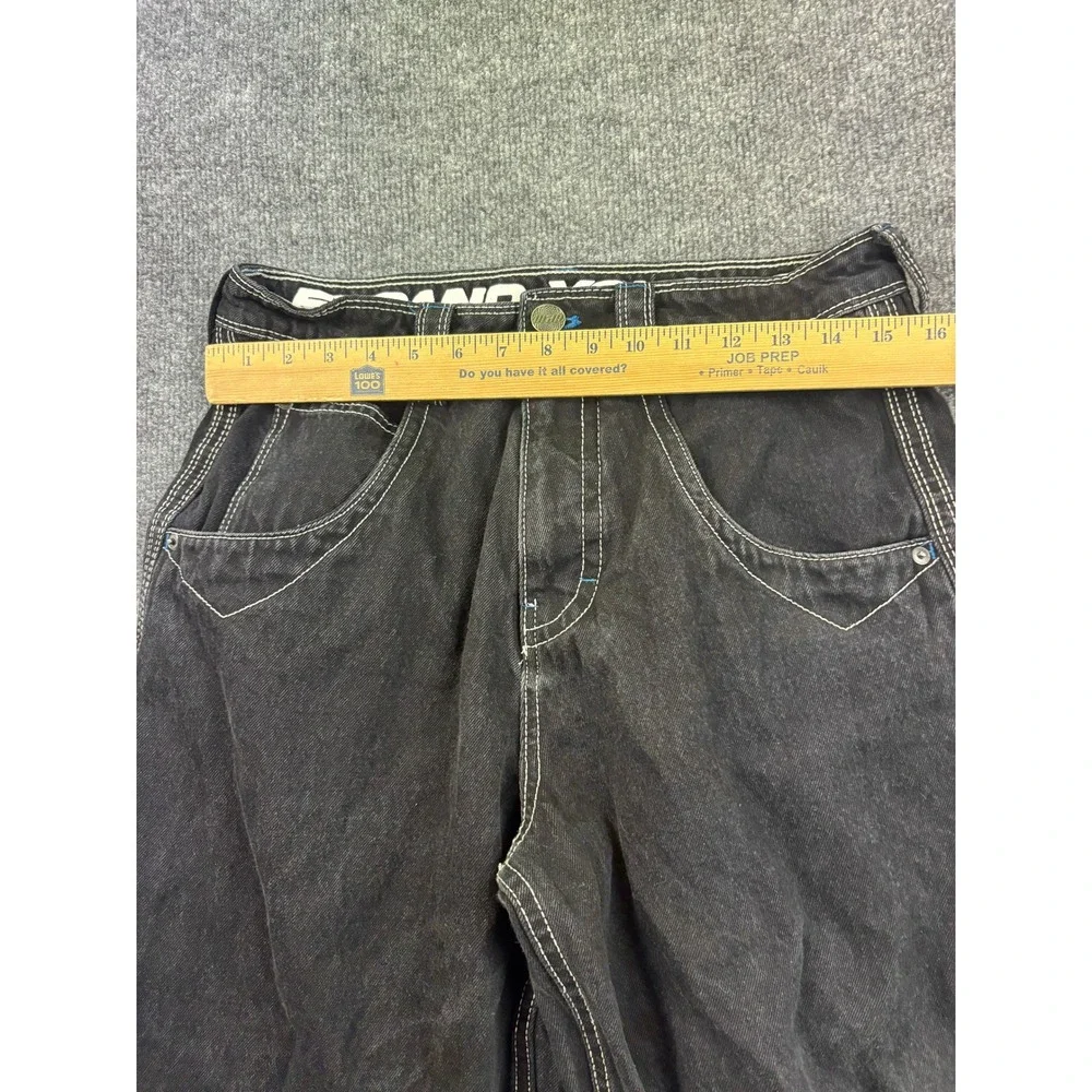 ALAB Wide Leg Skater Jeans Mens 30 Black Contrast Stitch Y2K Baggy Denim - Picture 3 of 9